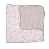 Little Unicorn Cotton Muslin Blanket Quilt - Garden Rose, Pink by Little Unicorn