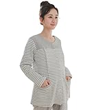 【小丸子の花轮クン】キルティング 襟付き かわいい あたたか ふんわり マタニティ パジャマ 授乳口付 前開き 産前産後 (M, グレー)