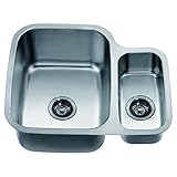 Dawn ASU111R Undermount Double Bowl Sink Small Bowl On Right, Polished Satin [並行輸入品]