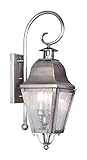 Livex Lighting 2551-29 Outdoor Wall Lantern with Seeded Glass Shades, Vintage Pewter [並行輸入品]