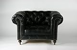 ■総本革 ビンテージレザー　ヴィンテージレザー　アンティーク調　1P シングルソファ　チェスターフィールド■BK
