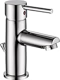 Contemporary Round Single Handle Lavatory Faucet, Chrome [並行輸入品]