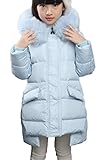 (コ-ランド) Co-land 子供服 ダウンジャケット キッズコート 女の子ジャンパー フード付き ロング丈綿服 ガールズ上着 厚手 韓国風アウターウエア あったか 冬防寒 ブルー 130