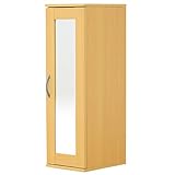 【鏡付きでサッと身だしなみのチェックも】ミラー付き スリム シューズボックス (ナチュラル)