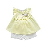 ベイビー服 女の子 Pojour Ｔシャツ+パンツ ガールズかわいい花2セット 子供ギフト 綿 通気 100cm 黄色