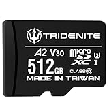 TRIDENITE 512GB microSDXCカード A2, UHS-I U3, V30, 4K Ultra HD, C10, SDアダプター付