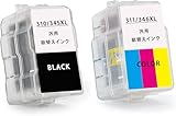 【WayMall】BC-345XL(ブラック 大容量) + BC-346XL(3色カラー 大容量) (2本セット) 詰め替えインクカートリッジ 大容量タイプ (BC-345 BC-346 BC-345XL BC-346XL BC-345BK BC-346CL) 残量表示非対応