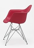 チャールズ&amp;レイ・イームズ　DAR アームシェルチェア ロッドワイヤーベース　レッド（赤）