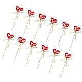 MagiDeal 12個パックヴィンテージGrassレッドハートon Sticks for Flower Arrangement結婚披露宴パーティー装飾