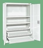 保管システム収納庫 鍵付き 両開扉タイプ スライド棚付き 幅1200×奥行640×高さ1800mm 耐荷重250kg/段、70kg/スライド SKE-PNH1263C3W