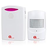 1byone Wireless Home Security Driveway Alarm, 1 Battery-operated Receiver and 1 PIR Motion Sensor De