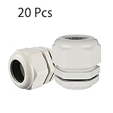 uxcell ケーブルグランド ナイロン製ホワイト IP68 TRS 23mm-32mmワイヤ径 20個入り
