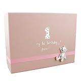 Baby Girl's 1st Birthday Gift Keepsake Box With Teddy by ukgiftstoreonline