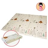 Gupamiga 折り畳み式 ベビー プレイマット XPE 持ち運びが容易 防水・防音 形状記憶 クッションマット 滑り止め加工(195cm*145cm*1cm)