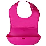 KINDOYO お食事用シリコンエプロン よだれかけ ポケット付き 長さ調整可 防水 洗濯可 柔軟 速乾性 抗菌 （1ヵ歳から3歳まで適用）赤色（M）