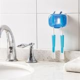 Prawey（TM） バスルーム清潔な歯ブラシホルダー壁掛けホワイトブルー便利なファミリーAccesory歯ブラシラックIC872338