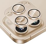Hohotoon iPhone 16 pro/iphone16 pro maxカメラフィルム アルミ合金製＋AR高透過率強化ガラス レンズカバー 0.25mm超薄 一体型カメラ保護カバー アイフォン16pro/16pro max用カメラ保護フィルム 3眼 レンズ保護ケース 9H 防爆裂 耐衝撃 粘着性強い スクラッチ防止 露出オーバー防止 ケースに干涉なし（ブラウン）