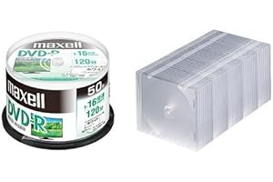 maxell 録画用 (1回録画用) CPRM対応 DVD-R 120分 16倍速対応 インクジェットプリンタ対応ホワイト(ワイド印刷 23mm) 50枚 スピンドルケース入 DRD120PWE.50SPZ+スリムクリアケース 1枚収納×50セット