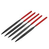 uxcell　ヤスリ　レッドプラスチックハンドル　ハンドツール　グレー　5mm x 180mm　5本入り