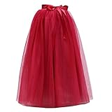 AOMEI 夏のレースシフォンスカート (2XL, 赤)