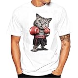 メンズ半袖Tシャツ、vanvlerオス猫印刷Funny Topソフトモーダルブラウス{ } XXXX-Large ホワイト