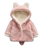CXYP　子供 　女の子 　ベビー服　ウサギの耳　コート　カワイイ　ふわふわ　もこもこ　カバーオール　 ロンパース　キッズ服　アウトドア　おしゃれ (80cm, ピンク)