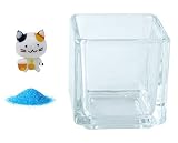花市場直送便 ミニチュアガラス 三毛猫ビール & カラーサンド ブルー & 植え込み用グラス ニューブロックS