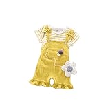 夏カバーオール かわいいストライプＴシャツ 女の子の服 Pojour 1-6歳キッズ用 2セット 子供ギフト 綿 通気 黄色(90cm)