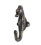 アンティーク調ブラック仕上げCast Iron Seahorse壁フック4 1 / 2 Inches Tall