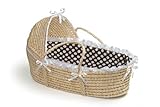 Badger Basket Moses Basket with Polka Dot Hood and Bedding, Natural/Brown by Badger Basket Company [