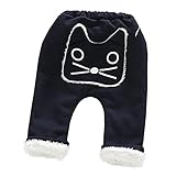 Tovadoo 子供服 ベビー服 男の子 女の子 ズボン 秋冬 猫柄 厚手 裏ファー 暖かい ソフト 可愛い 部屋着 保育園 旅行 プレゼント