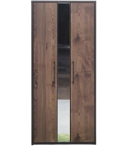 ブラウン クローゼット ミラー付き Amazon｜日本製 北欧風 幅80cm 高さ180cm ミラー付き ワード