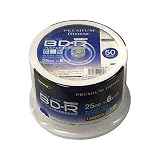 高品質ハイグレードメディア】PREMIUM HIDISC BD-R 1回録画 6倍速 25GB 50枚 スピンドルケース ホワイトワイドプリンタブル インクジェットプリンタ対応