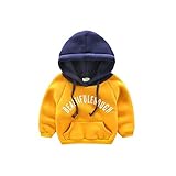 PANCY 子供服 秋冬 スウェットパーカー フード付き コート フーディ 長袖 裏起毛 シンプル 男の子 女の子(110cm,イエロー)