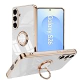 YIKASINA Galaxy S26 SC-51G ケース リング付き SCG36 ギャラクシー s26 ケース タンド機能 シンプル かわいい スマホケース （ホワイト）