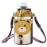 ストラップ付きウォーターボトルホルダー ウォーターボトルキャリア, 漫画の断熱ウォーターボトルキャリア サイド電話ポケット 調節可能なストラ