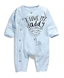 StylesILove I Love My Daddy Mummyソフトコットンベビーオーバーオールロンパース( 6 – 12 Months , I love my daddyベビーブルー)