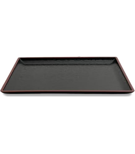 Amazon｜お盆 耐熱地木目長手盆黒天朱尺4寸 洗浄機可 [42.6 x 33.3 x