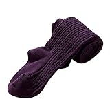 キッズ ニットタイツ 選べる11色 足付き 子供タイツ hibote ダークパープル M/105-120CM