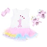 (アイム)iiniim　女児　ベビー　ロンパース　可愛い　ロンパース+蝶結びヘッドバンド+靴３点セット　チュチュ　弾性　ベスト　イベント　日常身なり　パーティー　誕生日　撮影道具 3点セット-2 S