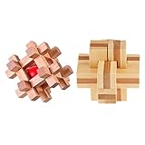 Lovoski 2個入り　木製　孔明ロック　おもちゃ　パズルゲーム　積み木　知育玩具　魔法のパズル　キッズ　ギフト