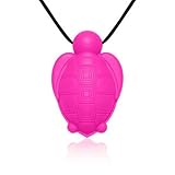Siliconies Turtle Pendant - Silicone Necklace (Teething/Nursing/Sensory) (Pink) by Family Bedrock [並