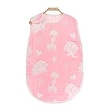 赤ちゃん寝袋ガーゼ100％有機天然綿ベビー寝袋パジャマ6重ガーゼ赤ちゃん寝袋秋と冬の誕生日お祝い (新生児〜2歳, 動物柄 ピンク)