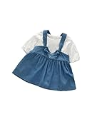 夏ベイビー服 女の子ワンピース カバーオール Pojour キッズ用かわいいドレス 2セット 子供ギフト 綿 通気 白（90cm）