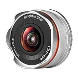 Brightin Star 10mm F5.6 魚眼レンズ MF 単焦点レンズ Canon キヤノン EF-Mマウントに対応 APS-C ミラーレス用 Canon カメラ M6 M50 M5 M3 M200 M10 M100 M M2など EF-Mマウント ミラーレスカメラ用 銀色