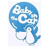 ブルー（青） Baby in the car ペンギン ぺんぎん ステッカー 窓ガラス用シールタイプ キッズ 子供 車の後ろ 妊婦 安心 ※吸盤・マグネッ...