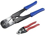 muzataステンレススチールケーブルカッターと手Crimperツールセット、for手すりfittings1 /16インチ、5 /64インチ、3 /32インチ、7 /64 " 1 /8 "ケーブル