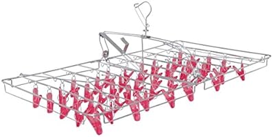 アイリスオーヤマ ピンチハンガー ステンレス 多機能 ポリカピンチ 46個付 クリアピンク PIK-46P