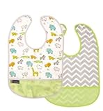 クーシーズ/Kushies ウォータープルーフ クリーン ビブ 2枚セット (グリーン）1-2才 お食事ビブ スタイ エプロン [KushiesCleanbib] (グリーン)