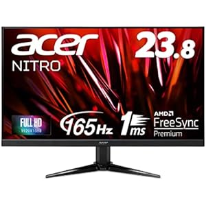 Acer ゲーミングモニター Nitro QG241YPbmiipx 23.8インチ VA 非光沢 フルHD 165Hz 1ms(VRB) HDMI2.0 FreeSync Premium HDR10 広視野角178° スピーカー内蔵 VESAマウント対応 チルト フリッカーレス ブルーライト軽減